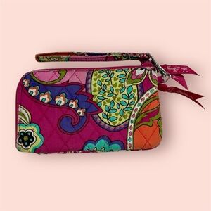 Vera Bradley Pink and Green Paisley Wristlet